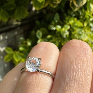 UNCAS Solitaire Ring Silver Engagement CZ Size 5.5 Vintage